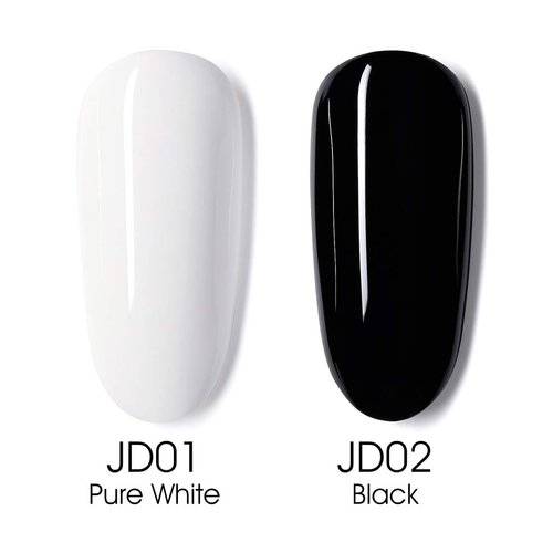 VENALISA 2Pcs 15ml Black White Gel Nail Polish Kit, Nail Gel Polish Set Soak Off UV LED Nail Art Starter Manicure Salon DIY at Home