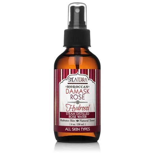 Shea Terra Organics Beauty Water, Toner & Face Mist – Moroccan Damask Rose Hydrosol | Natural Daily Hydrating Toner with Anti-Aging Rose Distillate to Moisturize & Soothe Dry, Inflamed Skin – 4 oz