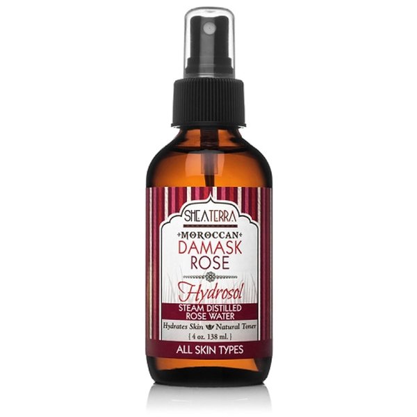 Shea Terra Organics Beauty Water, Toner & Face Mist – Moroccan Damask Rose Hydrosol | Natural Daily Hydrating Toner with Anti-Aging Rose Distillate to Moisturize & Soothe Dry, Inflamed Skin – 4 oz
