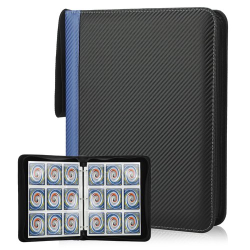 TCGUARD 9 Pockets Trading Card Binder with Sleeves Card Organizer, 900 Double Sided Pocket PU Card Collection Binder, Baseball Binder,for Sports Card, MTG, TCG Yugioh Card (Blue)