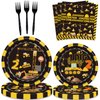 132 Pcs Construction 2nd Birthday Party Supplies Dump Truck Theme Two Tableware Includes Hanging Swirl, Banner, Plates, Cups, Tablecloth for Boys Construction Two Years Old Bday Party Decorations
