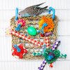 Bird Foraging Wall Toy, Straw Braid Rope Net Hanging Climbing Hammock Mat with Colorful Chewing Toys Bird Climbing Net Bird Toys for Lovebirds Parakeets Finch Conure Budgie（NPPW001-C）