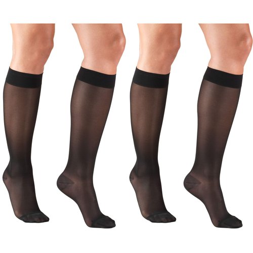 Truform Compression Stockings, 15-20 mmHg, Sheer, Knee High, Black, Medium (Pack of 2)