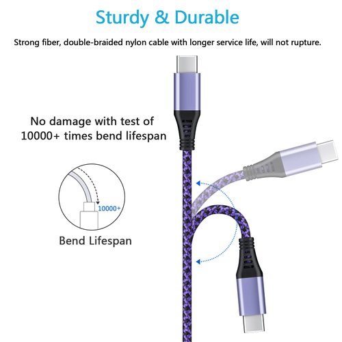 2Pack 6ft Fast USB Type C Cable Phone Charger Charging Cord for Motorola Moto G10 G9 G8 G7 Power Plus Play, Edge/G Power/Stylus/Razr/One 5G Ace/G100, G6 X4 Z4 Z3 Z2 Z Play Force Droid