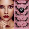 Cat Eye Lashes Mink Magnetic Eyelashes Natural Look 3D Curl Winged Natural Durable Makeup Realistic Self Adhesive Messy End Eye Elongated Thick False Eyelashes Soft Fake Lashe (5 Pairs Pack) (Style 7)