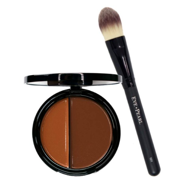 EVE PEARL HD Dual Foundation Full Coverage Long Lasting Non Greasy Vitamin E Skincare And 101 Foundation Brush Set Makeup Kit (Deep)