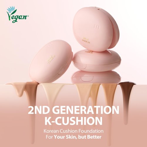 milktouch Milky Glow Cushion Foundation for REAL Glass Skin - NO Oxidation, Radiant Finish, Long-Lasting, Non-Creasing - Glutathione & Vitamin Complex Hydrating Skincare Benefits (19C Rosy Ivory)