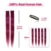Winsky Burgundy Clip in Colored Hair Extensions 100% Real Human Hair - Straight Highlights Colored Clip on Christmas Hairpieces 5 Pieces/Set (18inch, Burgundy)