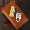 Time C Club 4-Finger Portable Travel Leather Cigar Case, Cigar Cutter,Cigar Humidor with Cigar Lighter and Humidifier, Groomsmen Gift, Birthday Gift