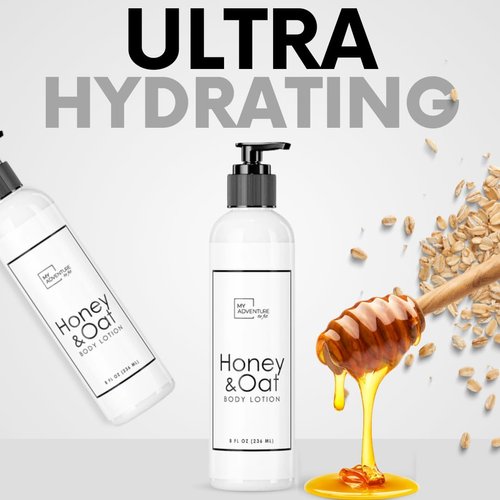 My Adventure to Fit Moisturizing Body Lotion for Women - Body Cream & Natural Lotion for Dry Skin - Extra Hydration Travel Size Lotion for Men & Body Moisturizers (Honey and Oat, 8 fl. oz)