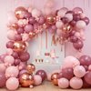 PartyWoo Boho Pink and Rose Gold Balloons, 140 pcs Boho Pink and Metallic Rose Gold Balloons Different Sizes Pack of 18 Inch 12 Inch 10 Inch 5 Inch for Balloon Garland or Arch as Party Decorations