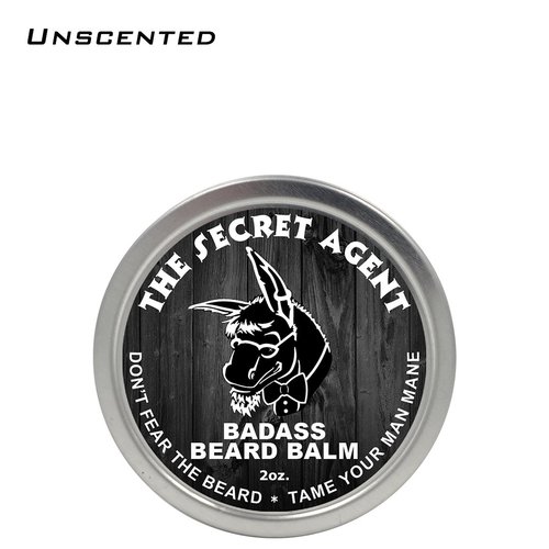 Badass Beard Care Beard Balm - Secret Agent Scent, 2 oz - All Natural Ingredients, Keeps Beard and Mustache Full, Soft and Healthy, Reduce Itchy and Flaky Skin, Promote Healthy Growth