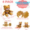 4D Teddy Bear Balloons Bear Birthday Party Supplies Baby Shower Decorations, 4 Pack Happy Bear Mylar Foil Balloons Self-Stand Woodland Jungle Safari Animal Brown Bear Helium Balloons