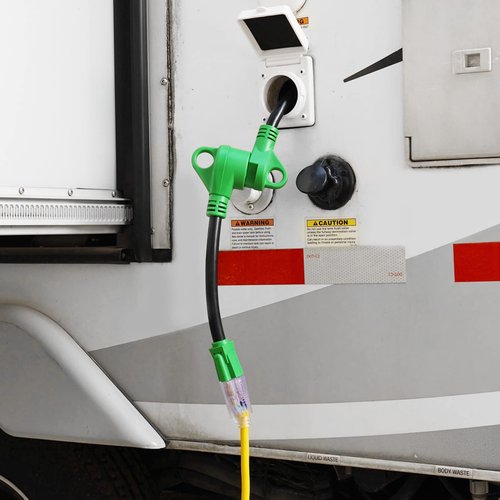 RVGUARD 30 Amp to 110 Volt RV Adapter Cord 12 Inch, NEMA 5-15P to NEMA TT-30R Electrical Power Adapter with LED Power Indicator, Green, ETL Listed