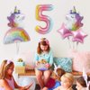 Unicorn Birthday Decorations for Girls 5th Birthday- Bouquet of Unicorn Balloons for Rainbow Unicorn Party Supplies (Number 5)