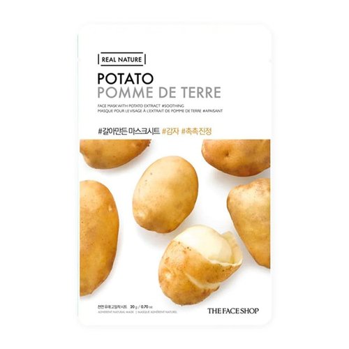 THE FACE SHOP Real Nature Face Mask | Soothes by Leaving a Cooling Sensation to Relive Tired Skin Due to Exposure to Strong Sunlight | K Beauty Facial Skincare for Oily & Dry Skin | Potato,K-Beauty