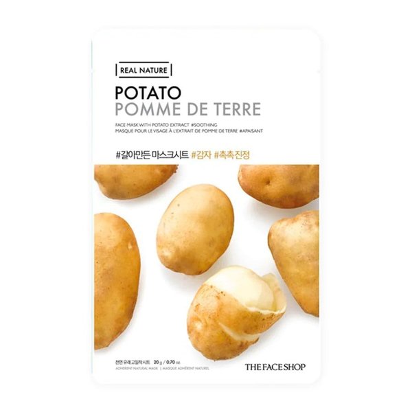 THE FACE SHOP Real Nature Face Mask | Soothes by Leaving a Cooling Sensation to Relive Tired Skin Due to Exposure to Strong Sunlight | K Beauty Facial Skincare for Oily & Dry Skin | Potato,K-Beauty