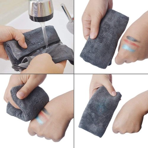 SUNLAND Microfiber Face Makeup Remover Cloths Reusable Facial Cleaning Towel Ultra Soft Washcloths 8inchx16inch， Grey 6 Pack