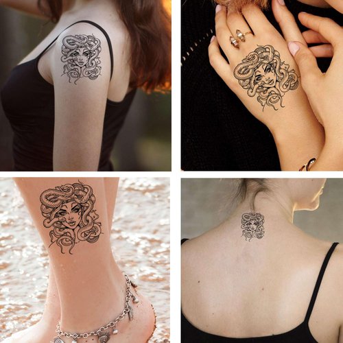 Dopetattoo 6 Sheets Fake Tattoos Medusa Tattoo Temporary Tattoos Suitable for Adult Women Men for Children Boys and Girls
