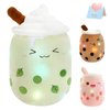 Athoinsu Light Up Matcha Boba Tea Plush Pillow 10'' Kawaii Stuffed Bubble Stuffed Animal Toy with LED Lights Birthday Christmas Holiday Valentines Gifts for Kids,Girls,Boys