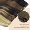 GOO GOO Clip in Hair Extensions Real Human Hair, 18inch 120g 7Pcs, 9/60 Balayage Ash Brown to Platinum Blonde, Remy Human Hair Extensions Clip ins for Women, Natural Human Hair