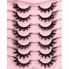 MIKIWI Fluffy False Eyelashes Crisscross Dramatic Faux Mink Eyelashes Wispy Cat Eye Lashes Volume Look 7 Pairs