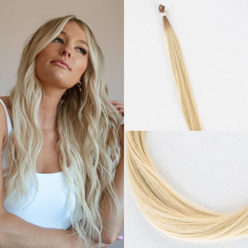 Diva Hair Extensions 100% Real European Human Hair Keratin Bond Extensions 20" Rooted Blonde #10/20