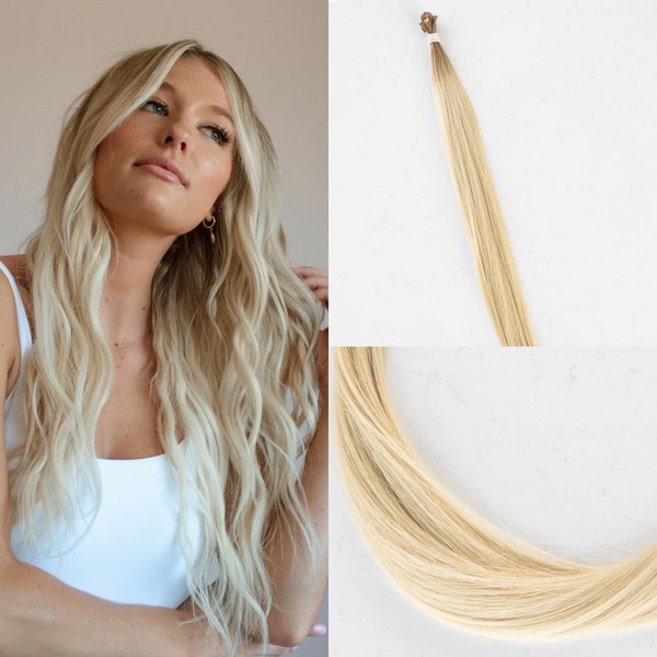 Diva Hair Extensions 100% Real European Human Hair Keratin Bond Extensions 20" Rooted Blonde #10/20