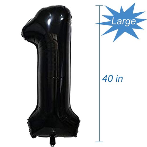 Tellpet Black Number 10 Balloons, 10th Birthday Party Balloons, 40 Inch
