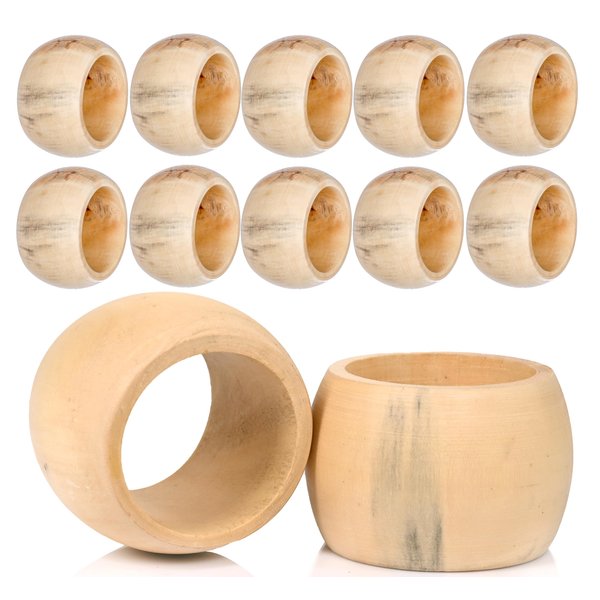 Alpha Living Home Spring Napkin Rings Set of 12, Wooden Serviette Holders, Round Serviette Rings Bulk for Party Decoration, Dinning Table, Family Gatherings - A Great Tabletop Décor - Natural