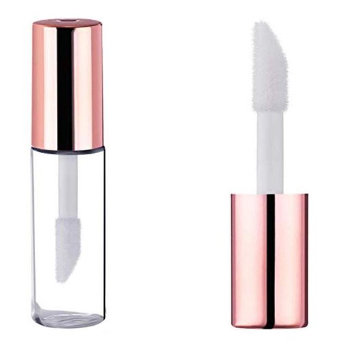 Wholesale Rose Gold Clear Mini Plastic Empty Lip Gloss Tube Makeup Lip Balm Bottle Container With Rubber Inserts （12PCS）