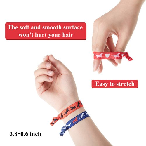 WILLBOND 32 Pieces Ribbon Hair Ties Derby Hair Accessories Sports Elastic Ribbon Tie Gifts for Christmas Mexican Festival Derby Horse Racing Decor Women(Horse Pattern)