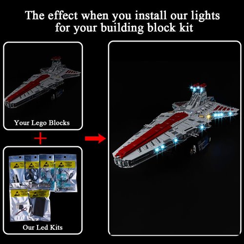 Kyglaring LED Lighting Kit for Lego Star Wars Venator 75367 Building Set (No Model) - Light Set Compatible with 75367 Class Republic Attack Cruiser - Without Model (Classic Version)