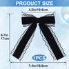 CustomyLife 1pcs Black Lace Hair Bow Clip Coquette Bow Barrettes with Long Tail Ribbon for Women Christmas Valentines Wedding Prom Gothic Decorative Accessories