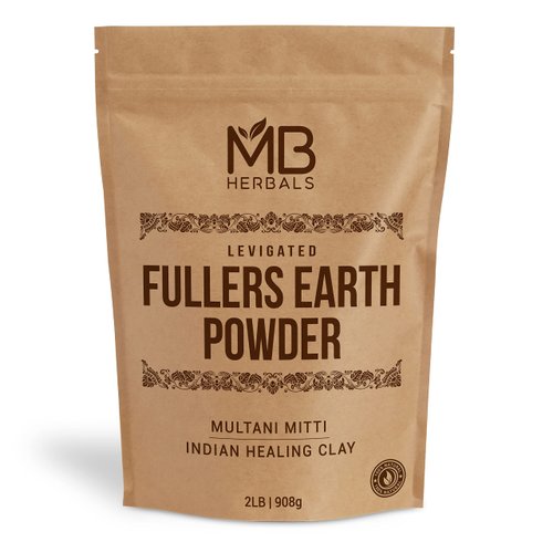 MB Herbals Fullers Earth Powder 2 LB | 908 Gram / 32 OZ | Fuller's Earth Powder | Multani Mitti | Bentonite Clay Powder for Face Pack | No Added Fragrance No Preservative