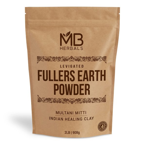 MB Herbals Fullers Earth Powder 2 LB | 908 Gram / 32 OZ | Fuller's Earth Powder | Multani Mitti | Bentonite Clay Powder for Face Pack | No Added Fragrance No Preservative