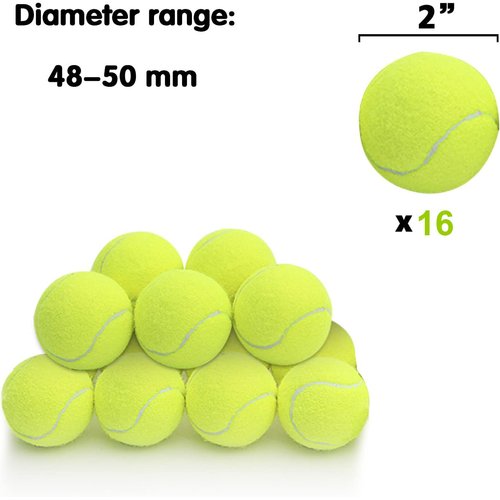 SOCO 16 Pack Tennis Balls for Pet Playing Fecth, 2-2.5 inch Dog Training Tennis Balls for Small Medium Size Dogs, Interactive Dog Playing Balls Fits All 2-2.5 inch Dog Ball Launchers (2.0'' - 16 Pack)
