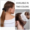 Framendino, 2 Pack White Lace Fabric Ponytail Holder Hair Ties Oversized Mesh Hair Scrunchies for Women (Black, White)