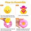 wonuu Rubber Duck Car Ornaments Yellow Duck Car Dashboard Decorations for Cute Car Accessories with Cowboy Hat Necklace and Sunglasses Swim Ring, Pink&Black Hat