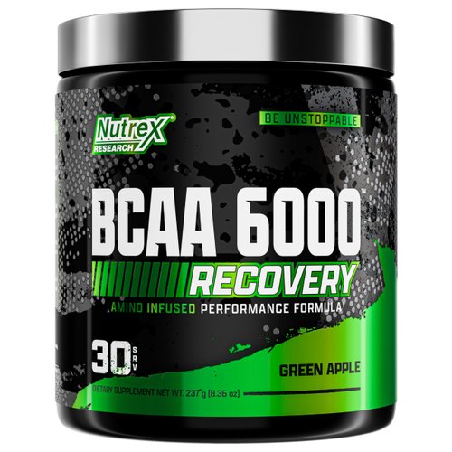 Nutrex Research - BCAA Powder 6000 Amino Acid - 6 Grams of BCAAs Amino Acids Supplement for Post Workout Recovery & Muscle Growth - Amino Energy Workout Recovery Drink (Green Apple - 30 Servings)