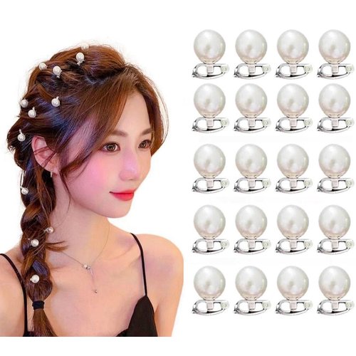 20PCS Mini Pearl Hair Clips for Women, White Pearls for Hair, Cute Wedding Hair Clips Pearl Barrettes for Women Girls Brides, Pearl Hair Accessories Hair Decoration Pearl Clips for Wedding Party Gift