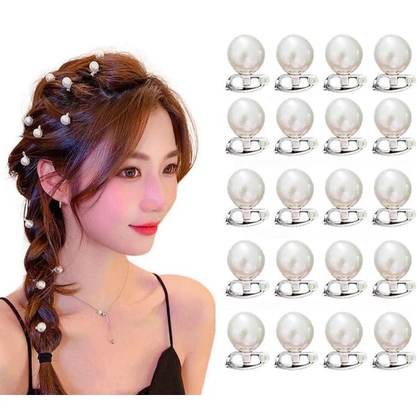 20PCS Mini Pearl Hair Clips for Women, White Pearls for Hair, Cute Wedding Hair Clips Pearl Barrettes for Women Girls Brides, Pearl Hair Accessories Hair Decoration Pearl Clips for Wedding Party Gift