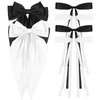 ANBALA Big Hair Bows for Women, 6 PCS Satin Ribbon Hair Bows Set, Tassel Bowknot Hair Clips with Long Tail, Cute Hair Barrettes Bowknot Tassel Bow Hair Clips for Girls (White and Black)