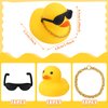 18 Pcs Mini Rubber Ducks Baby Shower Tiny Rubber Ducks Bulk with Sunglasses, Float Bath Toys Bathtub Duckies Mini Ducks for Shower Birthday Party Favors Carnival Gift (Yellow, Pink, Blue)