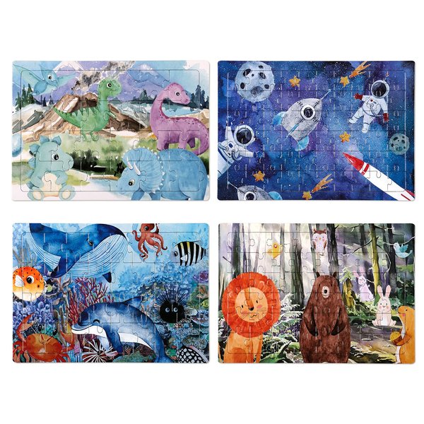 4 in 1 Increasing Difficulty Kids Puzzle for Kids, Ages 3-8, 24-60-Piece Puzzles, Puzzles for Children Learning Educational Puzzles Toys for Boys and Girls Set for Kids(4 Puzzles)