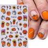 8 Sheets Fall Nail Art Stickers 3D Autumn Thanksgiving Nail Decals Turkey Pumpkins Squirrel Thanksgiving Nail Design Supplies Self-Adhesive Gold Maple Leaf Nail Stickers for Women DIY Holiday Manicure