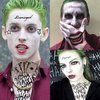 VANTATY 5 Sheets 3D Halloween Joker Temporary Tattoos For Men Women Adults, Clown Damaged Tattoo Joker Costume, Fake Tattoo Stickers Prison Prisoner Inmate Gothic, Halloween Face Tattoo Makeup Kit