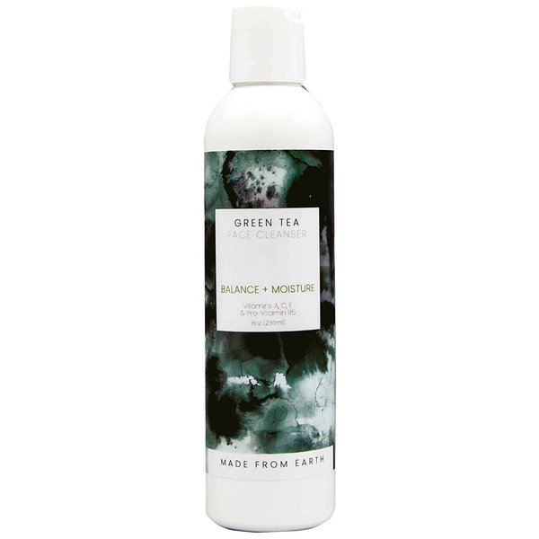 Made from Earth Green Tea Face Cleanser - Vitamin A, C and Plant Proteins for All Skin Types, 8 oz.