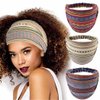 CAKURE Boho Wide Headbands African Head Wraps Stretchy Hairbands Stripe Turban Head Bands for Women and Girls Pack of 3 (Set2)