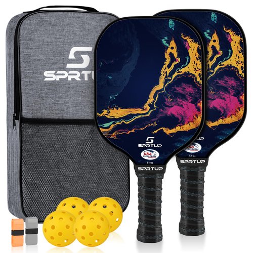 Pickleball Paddles,Fiberglass Surface Pickleball Set of 2 with Pickleball Rackets,USAPA Approved, Pickle Ball Paddle Set Gifts for Men Women
